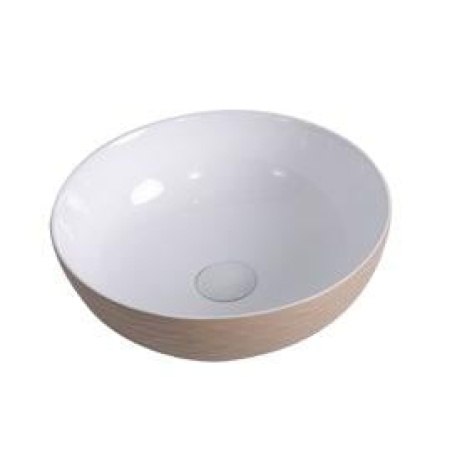 Lavoar rotund TOLEDO, din porțelan, montaj pe blat 39,5cm - bej exterior / alb interior