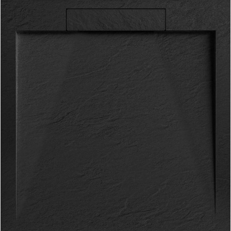 Cădiță de duș STONE cu sifon de scurgere, din marmură turnată, cu efect ardezie 90x90x2,5cm - negru (2box)
